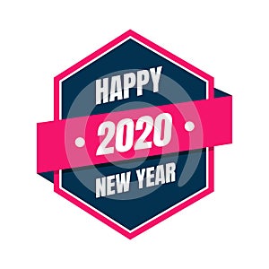 Happy New Year 2020 vintage emblem. Illustration of New Year Eve 2020