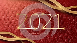 Happy New Year 2021 background template, 3D paper cut style Luxury concept. Vector illustration.