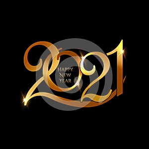 Happy new year 2021 banner.Golden Vector luxury text 2021 Happy new year. Gold Festive Numbers Design. Happy New Year.