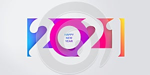 Happy New Year 2021 banner in paper cut style for seasonal holidays flyers, greetings and invitations, christmas themed congratula