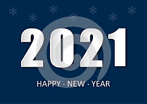 Happy New Year 2021 card in paper style for your seasonal holiday flyers, greeting cards and invitations, and Christmas themed