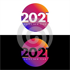 Happy new year 2021! Elegant colorful gradient design. vector illustration template