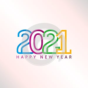 Happy new year 2021! Elegant colorful gradient design. vector illustration template