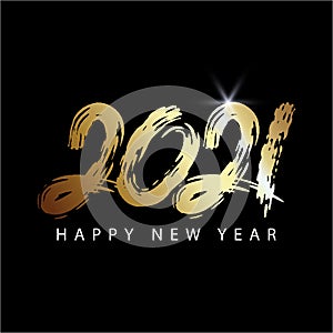 Happy new year 2021! Elegant gold color design. vector illustration template