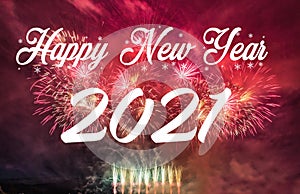 Happy new year 2021 with fireworks background