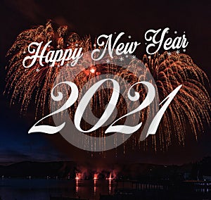 Happy new year 2021 with fireworks background