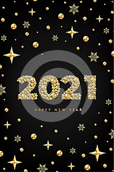 Happy New Year 2021 golden bead star vertical