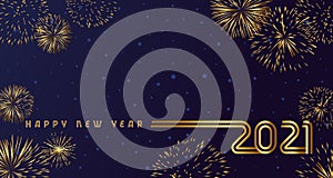 Happy New Year 2021 golden lines design