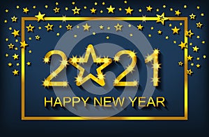 Happy New Year 2021 - greeting card, flyer, invitation - vector