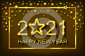 Happy New Year 2021 - greeting card, flyer, invitation - vector