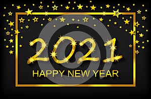 Happy New Year 2021 - greeting card, flyer, invitation - vector