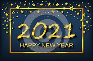 Happy New Year 2021 - greeting card, flyer, invitation - vector