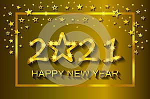 Happy New Year 2021 - greeting card, flyer, invitation - vector