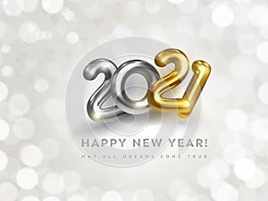 Happy New Year 2021 greeting card with wish text