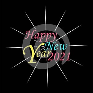 Happy New Year 2021. Greeting card with the words Happy New Year. Holiday backgrounds  banners  posters. Vector Illustration