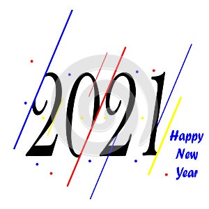 Happy New Year 2021. Greeting card with the words Happy New Year. Holiday backgrounds banners posters. Vector Illustration