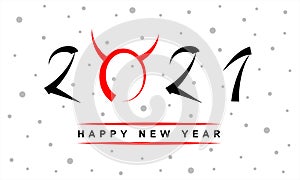 Happy New Year 2021 lettering, big stylized numbers