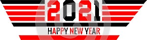 Happy New Year 2021 lettering on white background Fun New