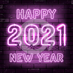 Happy New Year 2021 Neon Signboard