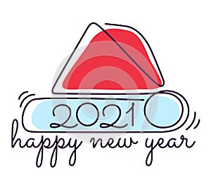 Happy new year 2021. stylized Santa Claus hat