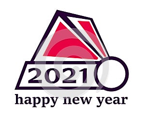 Happy new year 2021. stylized Santa Claus hat