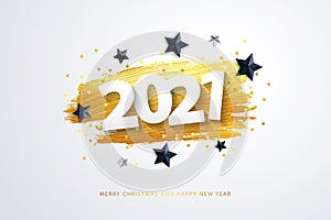 Happy New Year 2021. Vector holiday illustration. 2021 text design.