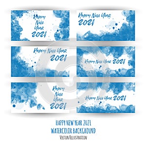 Happy new year 2021 watercolor theme. 2021 Greetings card. abstract background.2021 background banner. Vector illustration
