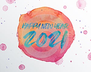 Happy new year 2021 watercolor theme. 2021 Greetings card. abstract background.2021 background banner. Vector illustration