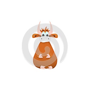 Happy New Year 2021 year of the ox. Cute Cartoon Bul, Zodiac sign for greetings card, flyers, invitation, posters, brochure,
