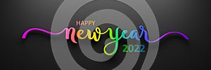 HAPPY NEW YEAR 2022 3D render of colorful calligraphy