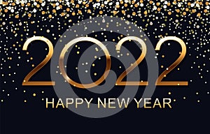 Happy new year 2022 background. Elegant gold text. Holiday greeting card design