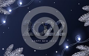 Happy New Year 2022 beautiful sparkling design for winter banner, poster or greeting card template
