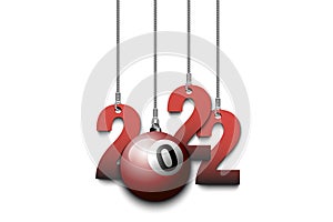 Happy New Year 2022 and billiard ball