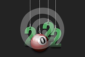 Happy New Year 2022 and billiard ball