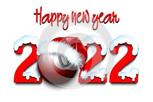 Happy New Year 2022 and billiard ball