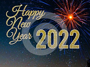Happy New Year 2022 Celebration Festival With Fireworks Background.