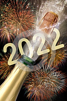 Happy new year 2022 with champagne