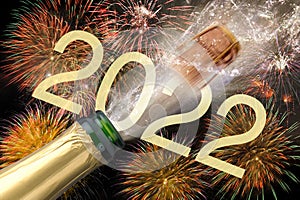Happy new year 2022 with champagne