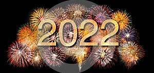 Happy new year 2022 with fireworks
