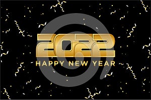 Happy New Year 2022 gold vector.