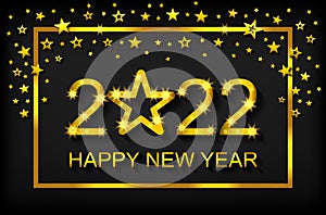 Happy New Year 2022 - greeting card, flyer, invitation - vector