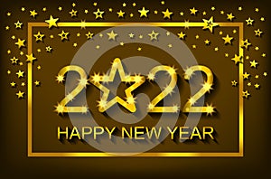 Happy New Year 2022 - greeting card, flyer, invitation - vector