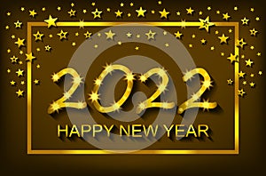 Happy New Year 2022 - greeting card, flyer, invitation - vector