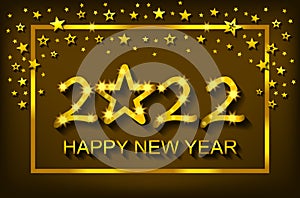 Happy New Year 2022 - greeting card, flyer, invitation - vector