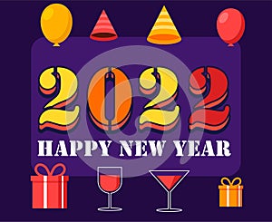 Happy New Year 2022 Holiday Abstract Design Vector Illustration Colorful