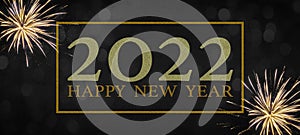 HAPPY NEW YEAR 2022 typography, festive decorative celebration New Year`s Eve Party banner panorama illustration vector - Golden