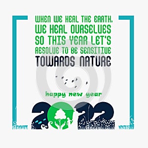 Happy New Year 2022 vector illustration for save towards nature concept banner, creative greeting card.