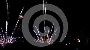 Happy new year 2023,  Beautiful firework display at Wat Arun for Bangkok Thailand Countdown Beautiful backdrop and lig