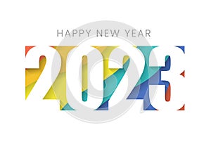 Happy New Year 2023 Card with Colorful Colors in papercut