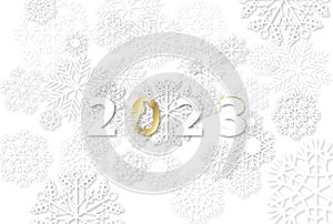 Happy New Year 2023. Card with snowflakes